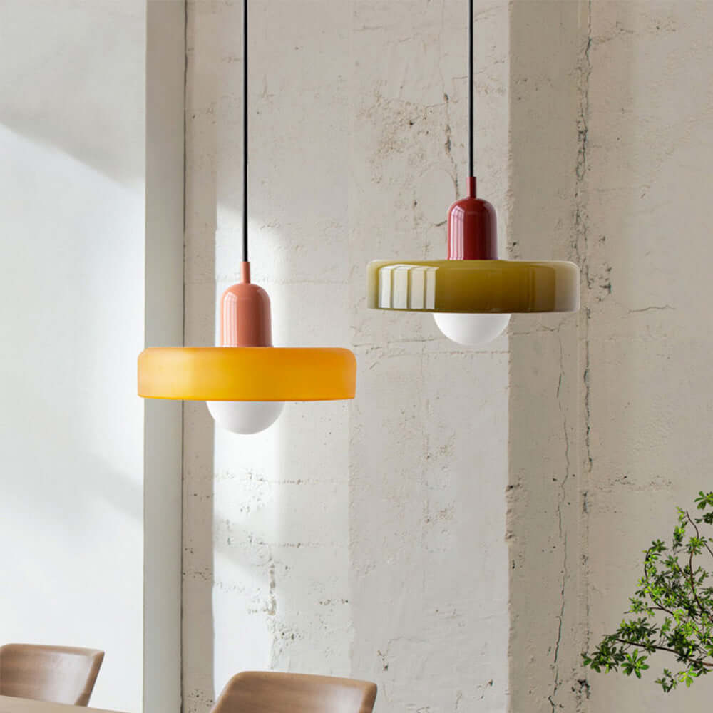 Bauhaus Geometric Colored Glass Pendant Light (Adjustable Suspension)