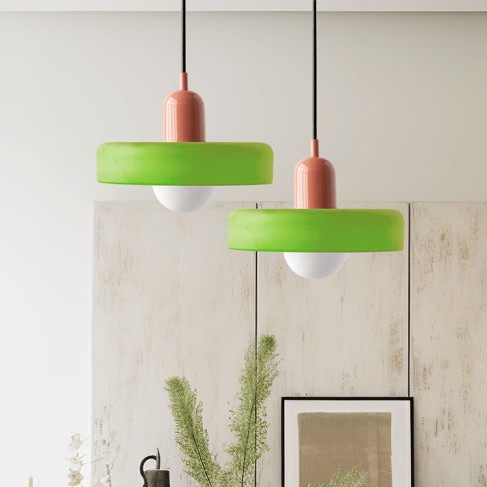 Bauhaus-Inspired Dimmable Colored Glass Pendant Light