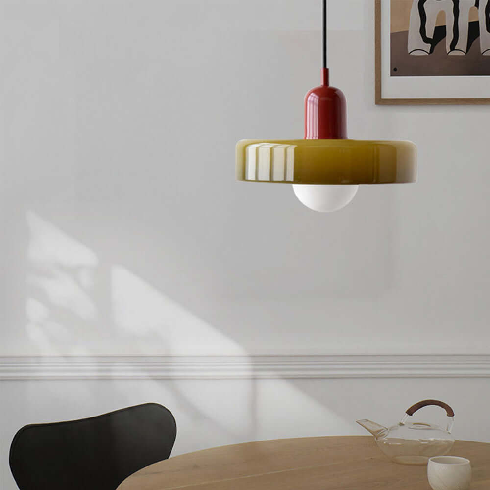 Bauhaus-Inspired Dimmable Colored Glass Pendant Light