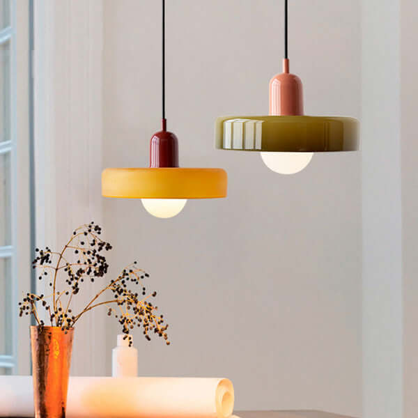 Bauhaus-Inspired Dimmable Colored Glass Pendant Light
