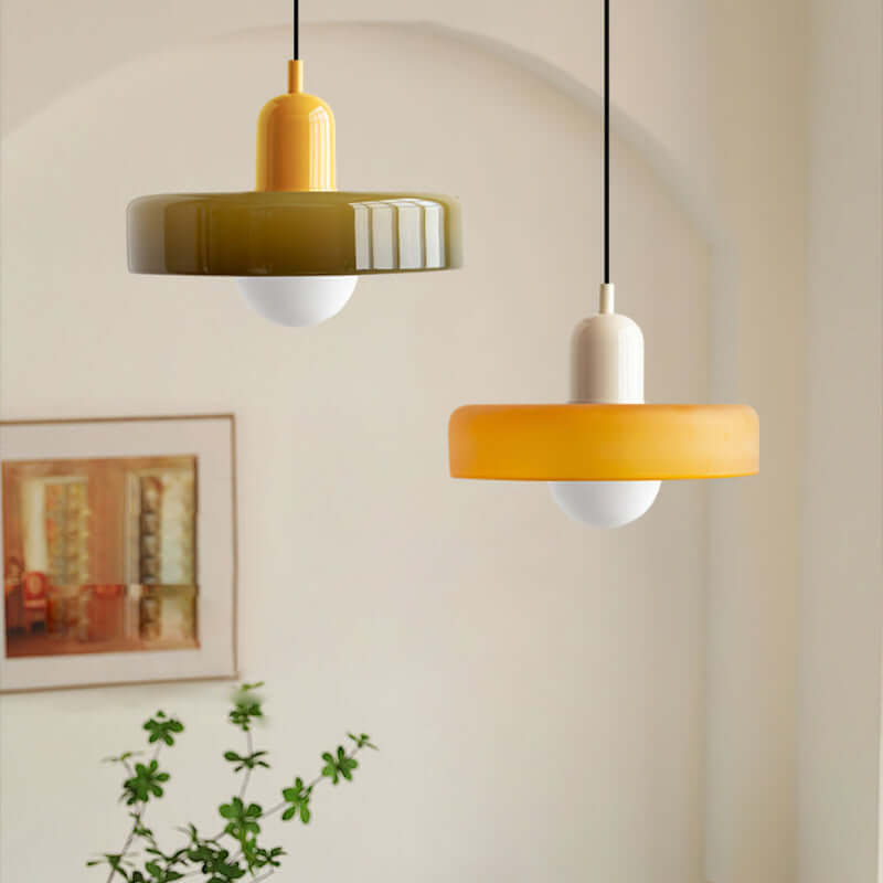 Bauhaus-Inspired Dimmable Colored Glass Pendant Light