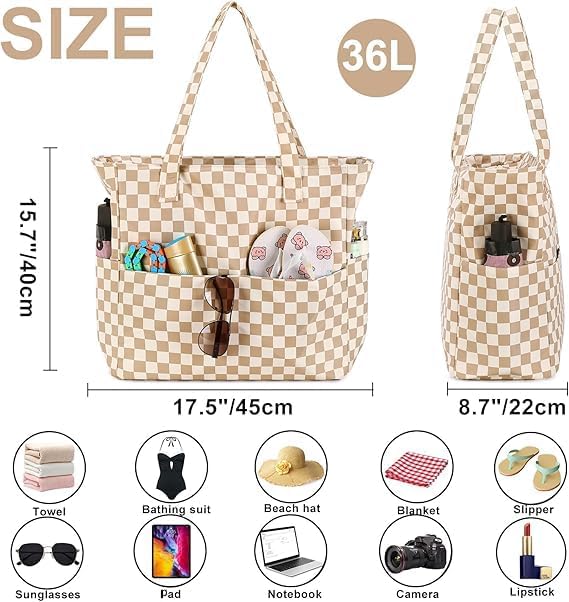 Beach Bag Extra Large Wet Compartment Multiple Pockets