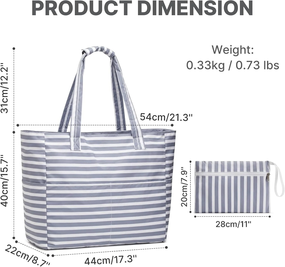 Beach Bag Waterproof & Sandproof Foldable Separate Wet Compartment