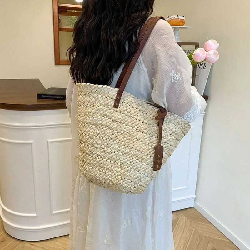 Beach Bag Woven Straw Spacious Comfortable Shoulder Straps