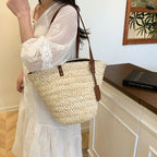 Beach Bag Woven Straw Spacious Comfortable Shoulder Straps