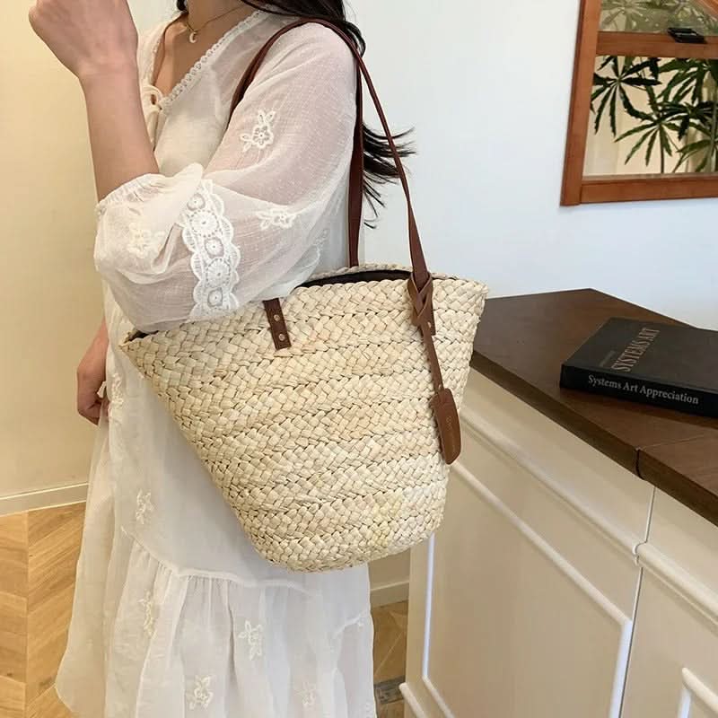 Beach Bag Woven Straw Spacious Comfortable Shoulder Straps