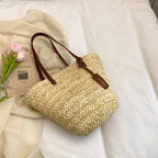 Beach Bag Woven Straw Spacious Comfortable Shoulder Straps