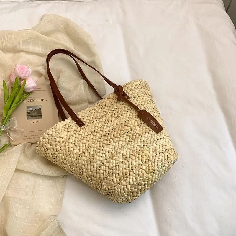 Beach Bag Woven Straw Spacious Comfortable Shoulder Straps