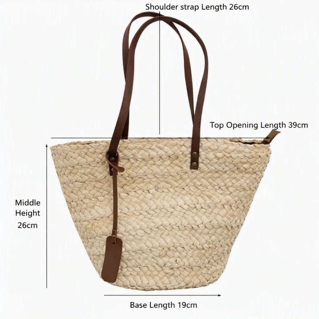 Beach Bag Woven Straw Spacious Comfortable Shoulder Straps