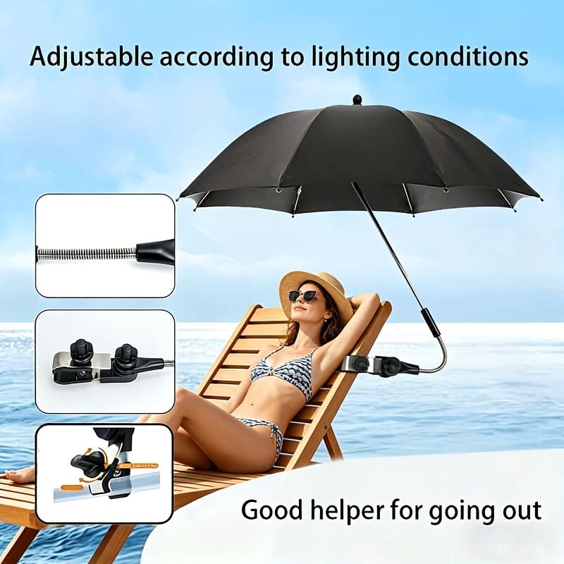 Beach Chair Sunshade 360 Degree Rotating UV-Resistant Clip-On