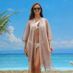 Beach Cover-Up Kimono Style Quick-Drying Sparkle Mesh
