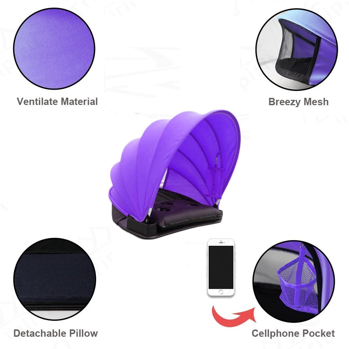 Beach Sunshade Pillow Portable Cup Holders & Phone Pocket