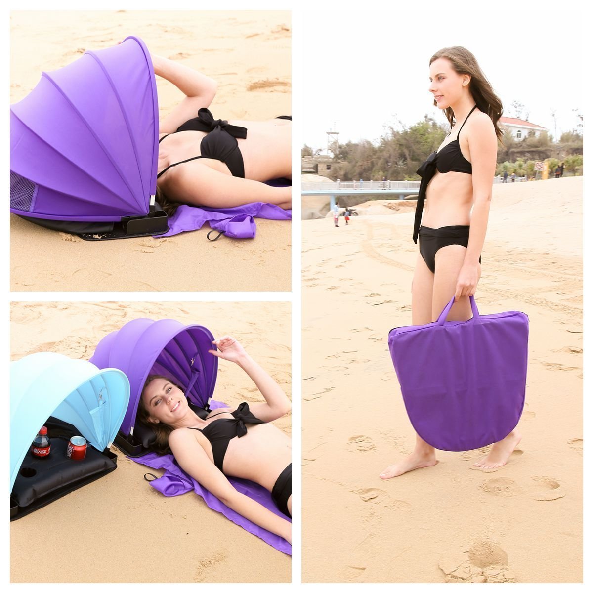 Beach Sunshade Pillow Portable Cup Holders & Phone Pocket