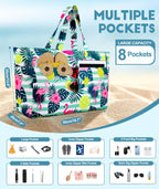 Beach Tote 45L Waterproof Foldable Wet & Dry Pocket