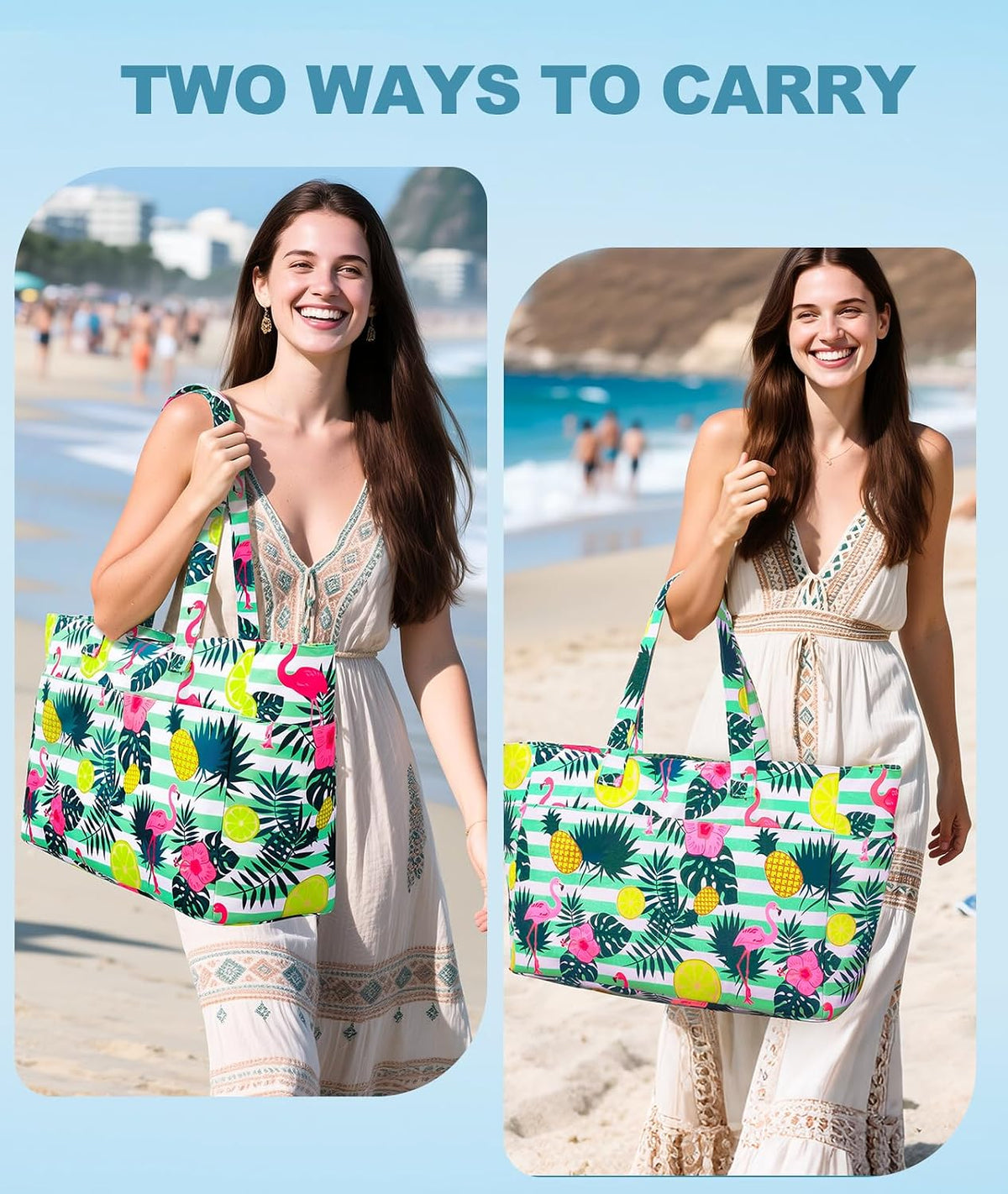 Beach Tote 45L Waterproof Foldable Wet & Dry Pocket