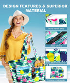 Beach Tote 45L Waterproof Foldable Wet & Dry Pocket
