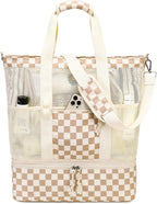Beach Tote Bag Detachable Insulated Cooler Holds 12 Cans