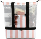 Beach Tote Bag Detachable Insulated Cooler Holds 12 Cans