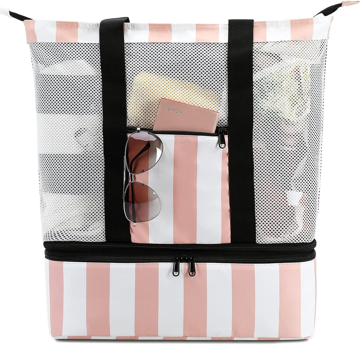 Beach Tote Bag Detachable Insulated Cooler Holds 12 Cans