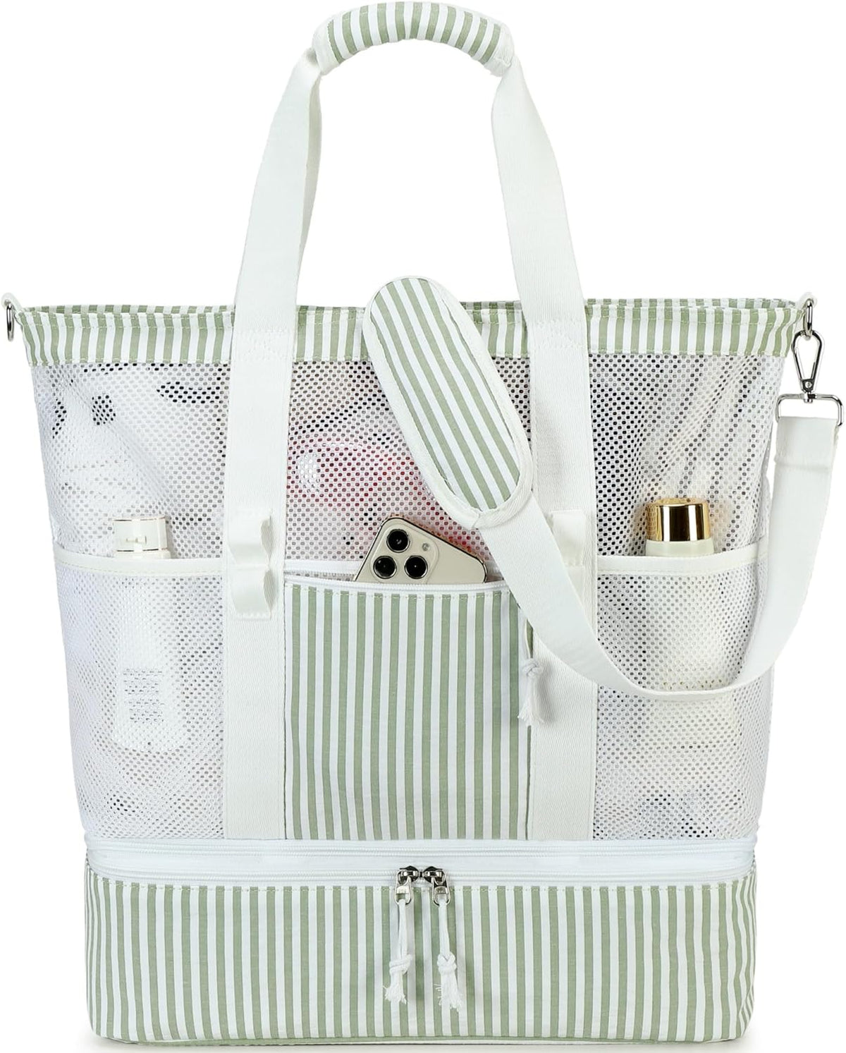 Beach Tote Bag Detachable Insulated Cooler Holds 12 Cans