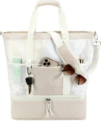 Beach Tote Bag Detachable Insulated Cooler Holds 12 Cans