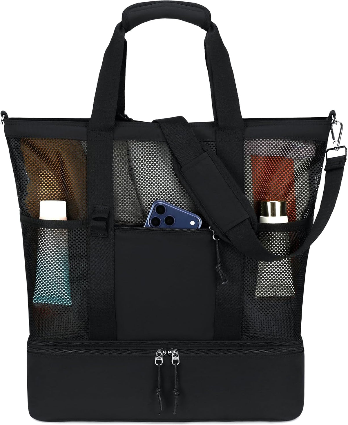 Beach Tote Bag Detachable Insulated Cooler Holds 12 Cans
