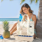Beach Tote Bag Detachable Insulated Cooler Holds 12 Cans