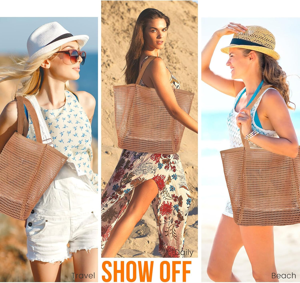 Beach Tote Bag Extra-Large Waterproof Mesh Sand-Resistant Base