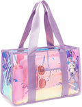 Beach Tote Bag Iridescent Jelly Waterproof Zip-Top & Interior Pockets