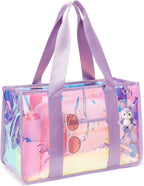 Beach Tote Bag Iridescent Jelly Waterproof Zip-Top & Interior Pockets