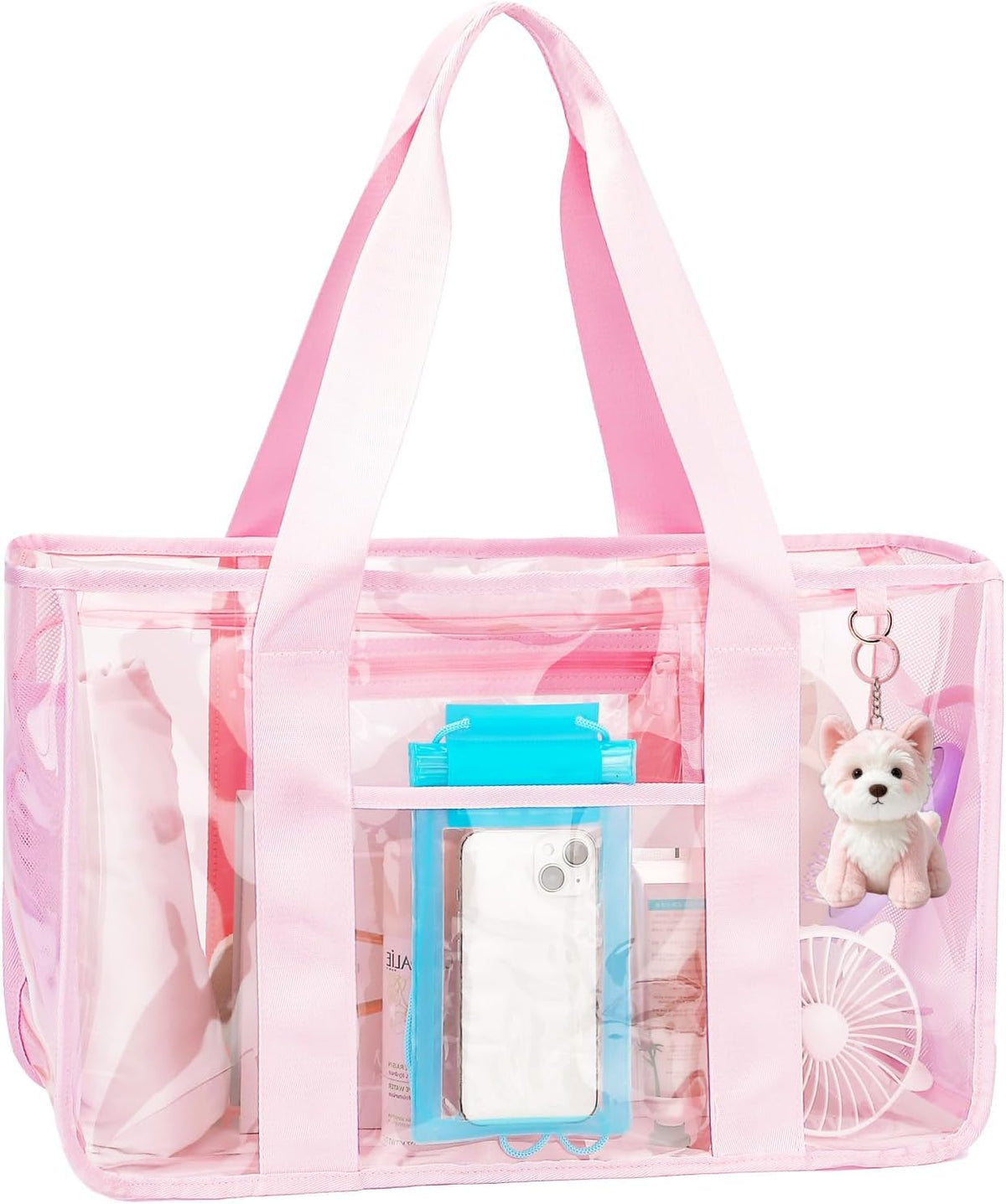 Beach Tote Bag Iridescent Jelly Waterproof Zip-Top & Interior Pockets