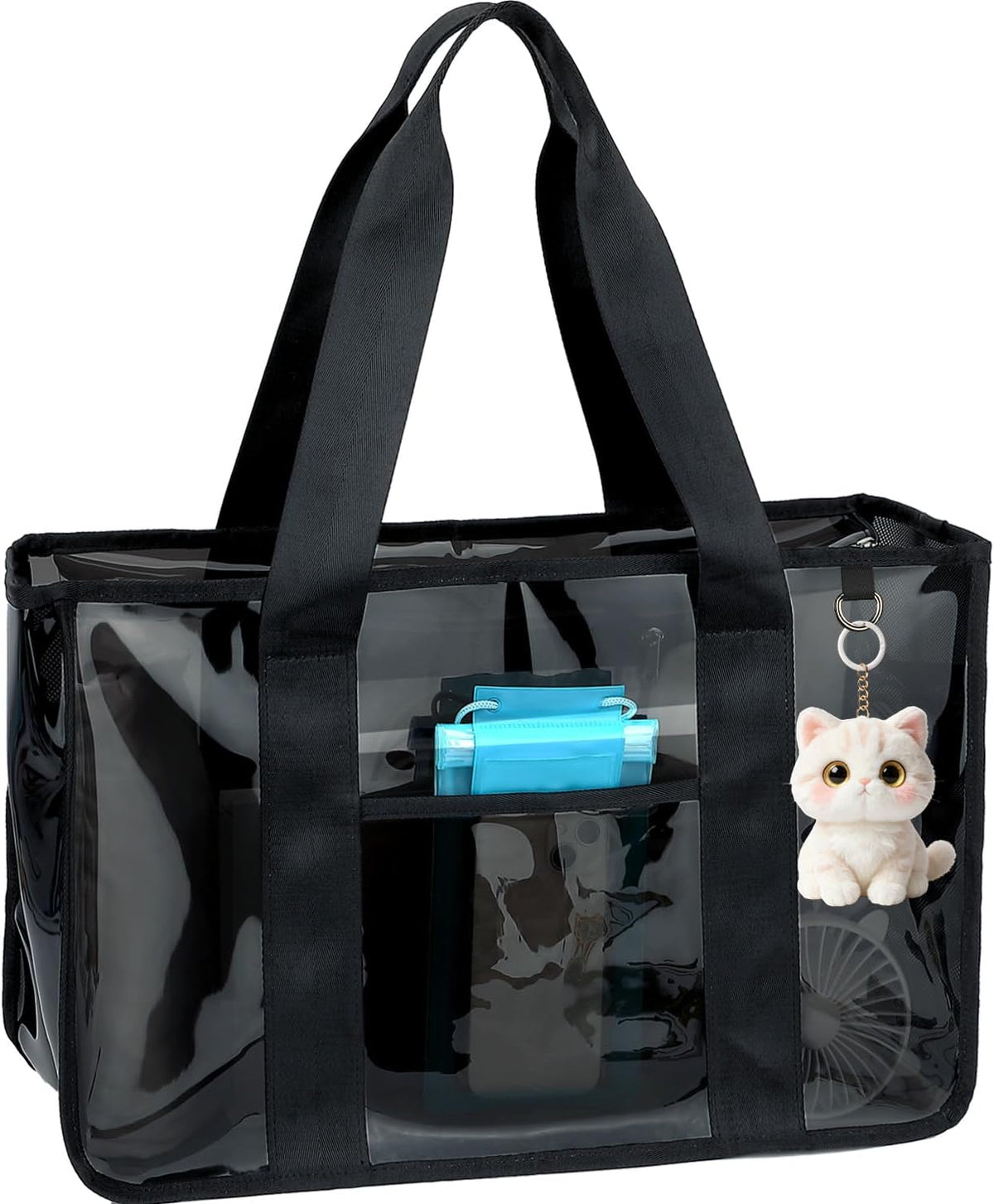 Beach Tote Bag Iridescent Jelly Waterproof Zip-Top & Interior Pockets