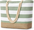 Beach Tote Bag Large Waterproof Canvas Reinforced Jute Base