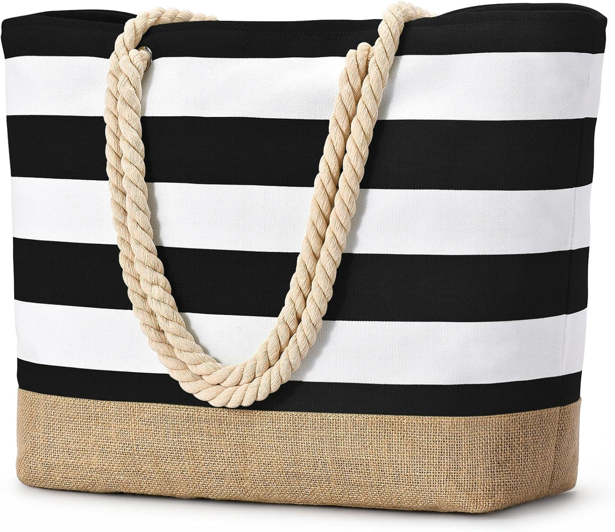 Beach Tote Bag Large Waterproof Canvas Reinforced Jute Base