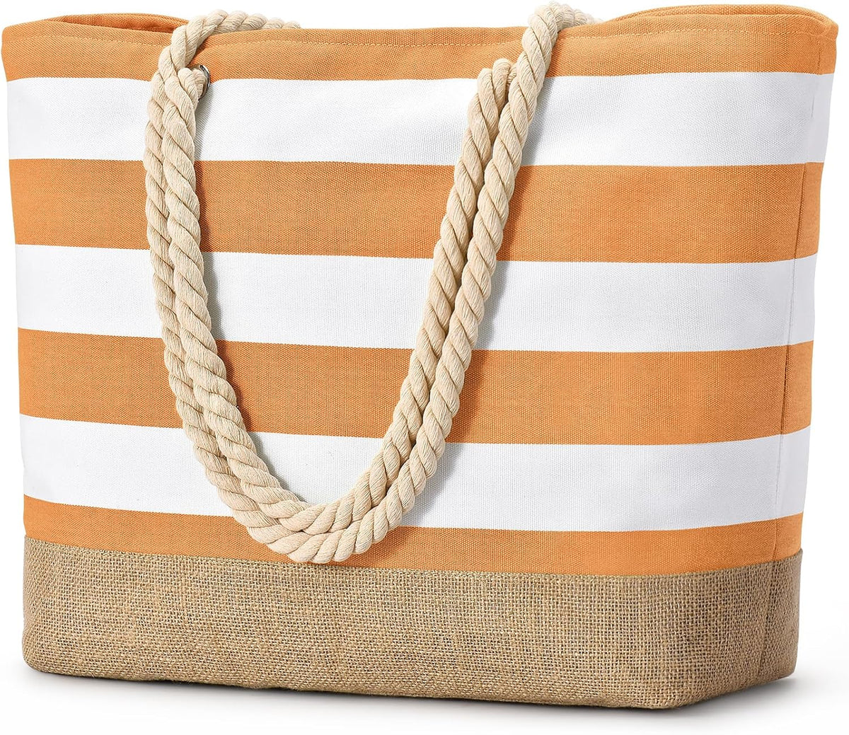 Beach Tote Bag Large Waterproof Canvas Reinforced Jute Base