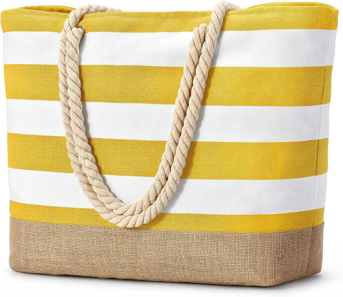 Beach Tote Bag Large Waterproof Canvas Reinforced Jute Base