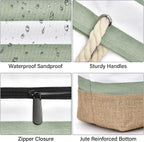 Beach Tote Bag Large Waterproof Canvas Reinforced Jute Base