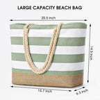 Beach Tote Bag Large Waterproof Canvas Reinforced Jute Base
