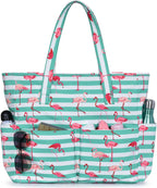 Beach Tote Bag Large Waterproof & Sandproof 7 Pockets
