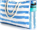 Beach Tote Bag Large Waterproof & Sandproof With Top Zipper
