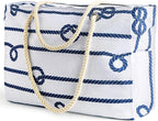 Beach Tote Bag Large Waterproof & Sandproof With Top Zipper