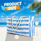 Beach Tote Bag Large Waterproof & Sandproof With Top Zipper