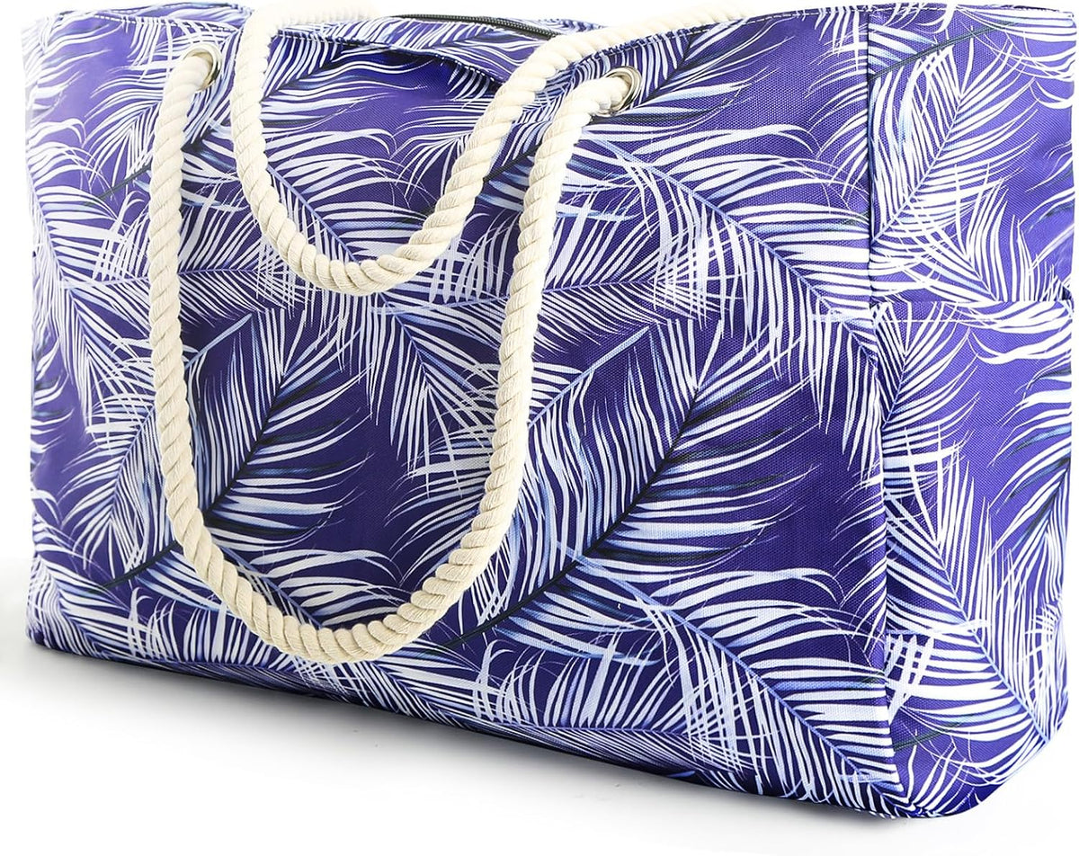 Beach Tote Bag Large Waterproof & Sandproof With Top Zipper