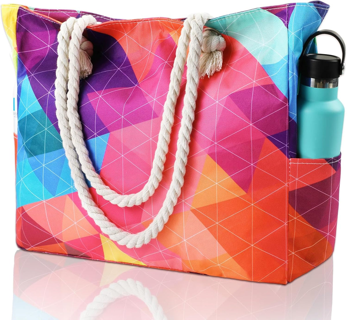 Beach Tote Bag Large Waterproof & Sandproof Zipper Closure
