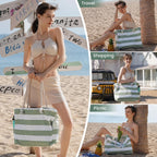 Beach Tote Bag Large Waterproof & Sandproof Zipper Closure