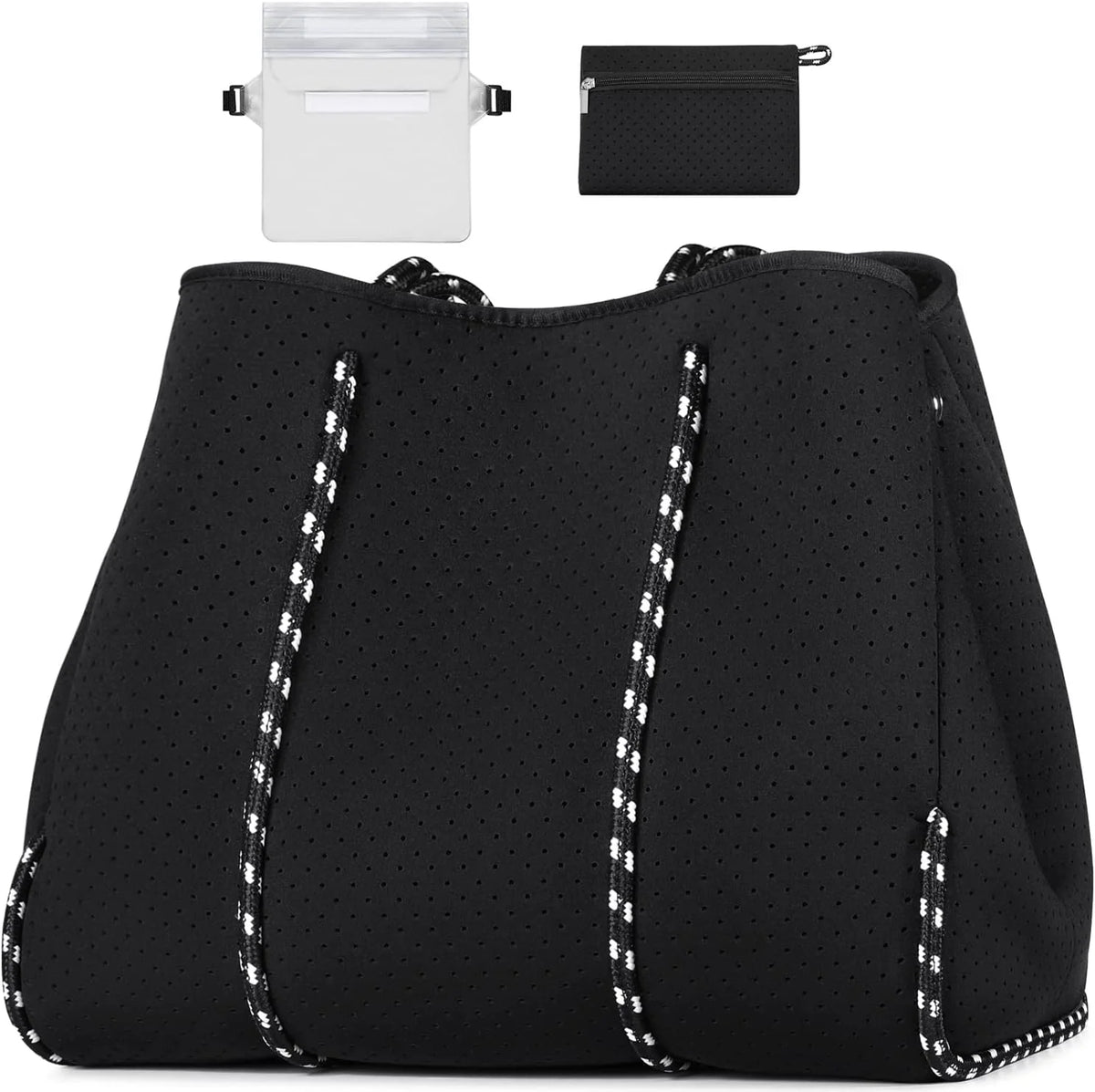 Beach Tote Bag Machine-Washable Neoprene Laptop-Safe Zipper Pocket