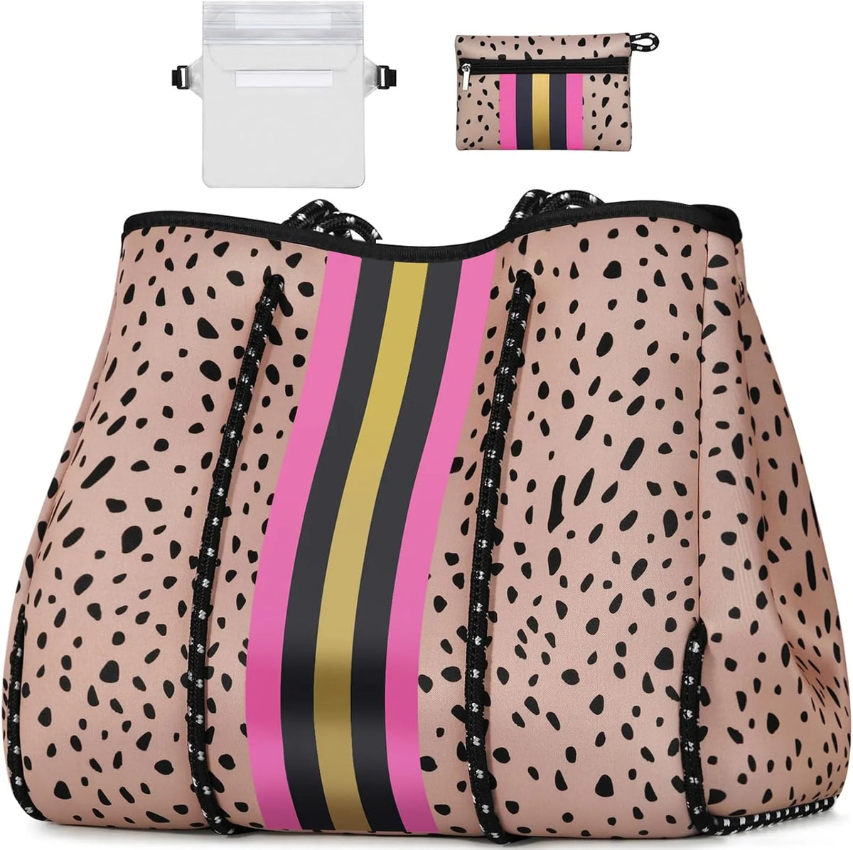 Beach Tote Bag Machine-Washable Neoprene Laptop-Safe Zipper Pocket