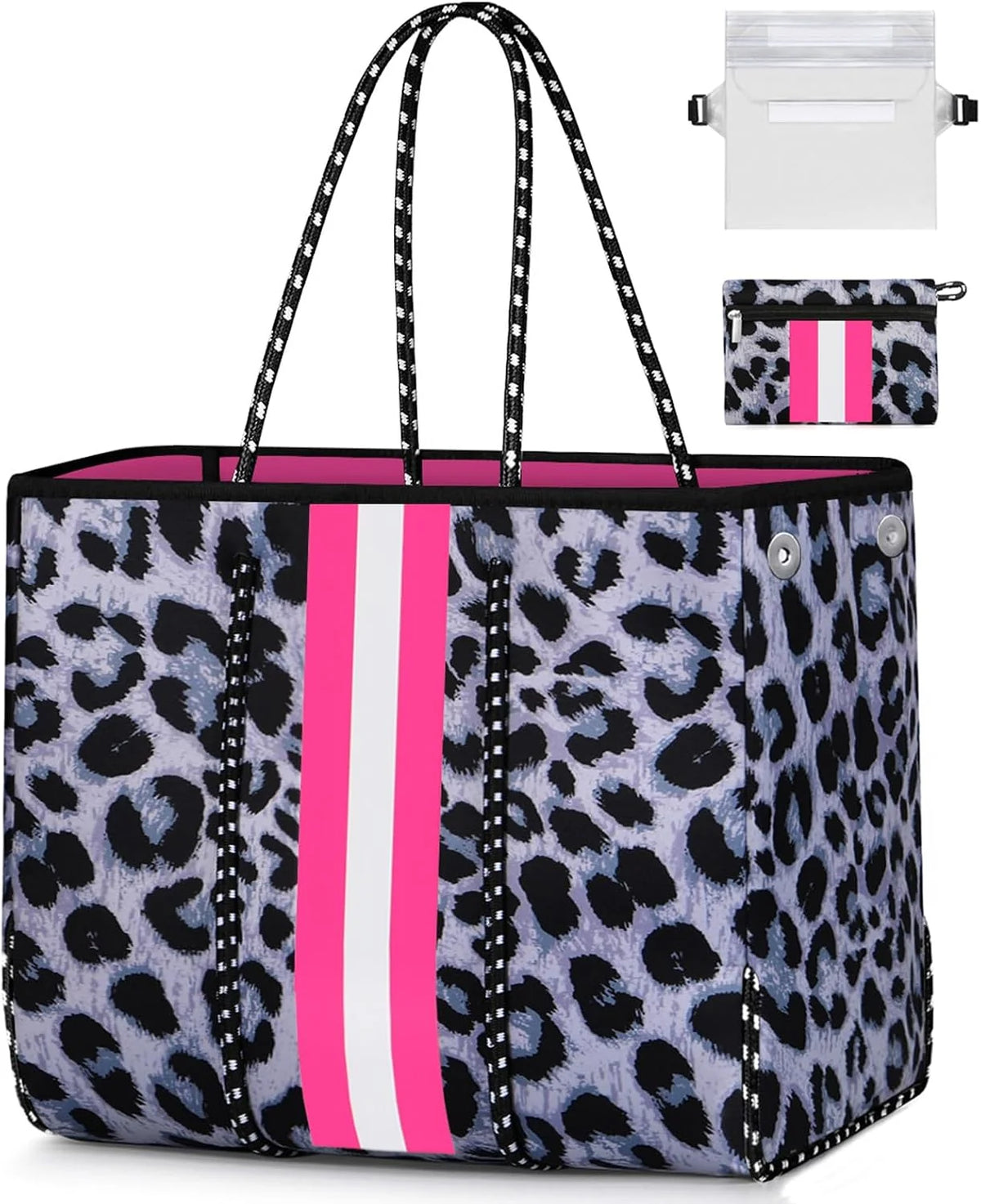 Beach Tote Bag Machine-Washable Neoprene Laptop-Safe Zipper Pocket