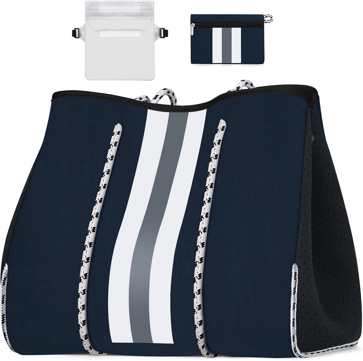 Beach Tote Bag Machine-Washable Neoprene Laptop-Safe Zipper Pocket