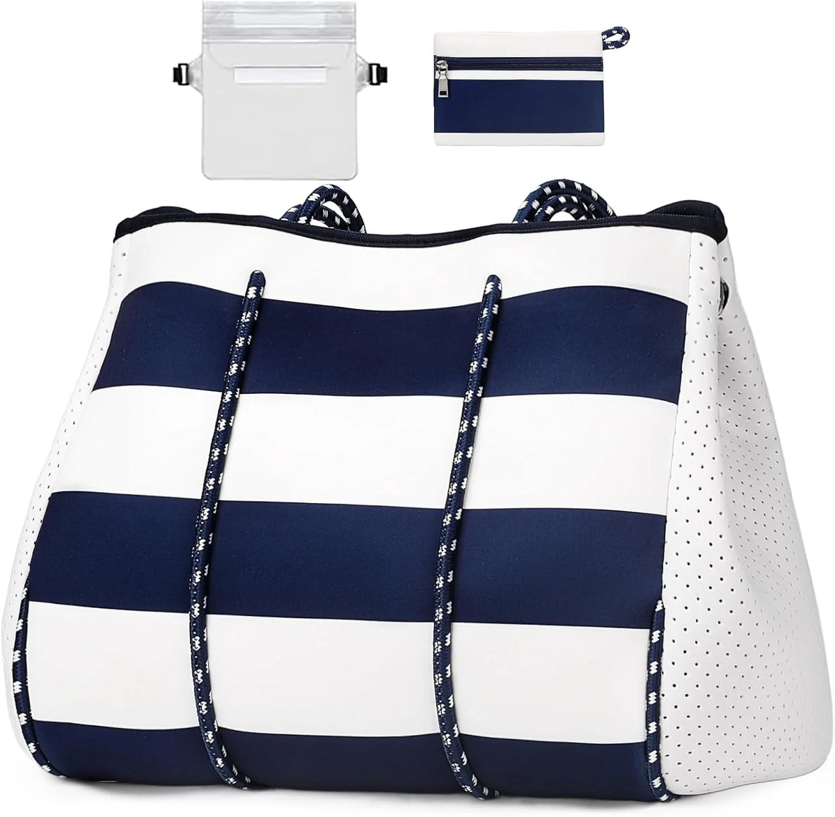 Beach Tote Bag Machine-Washable Neoprene Laptop-Safe Zipper Pocket